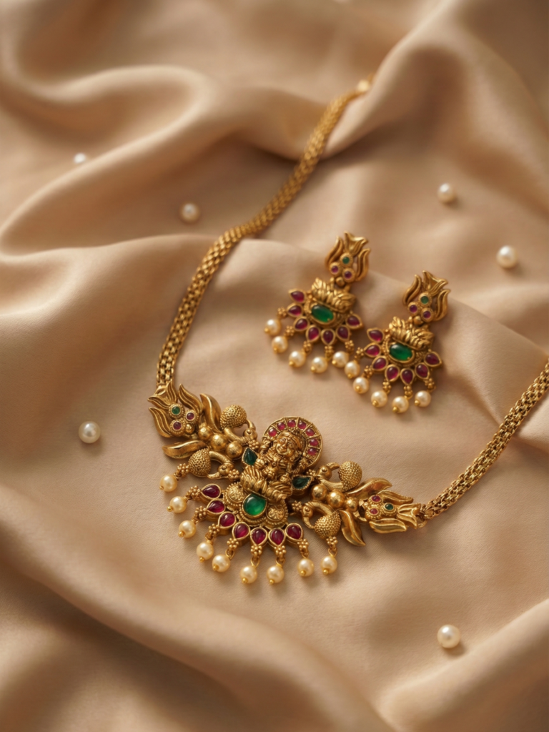 Multicolor Alloy Premium Earring & Necklace Set | South Indian Jewellery