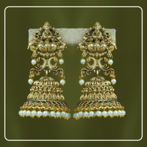 Indumati  Lakshmi & Peacock Matte Finish Jhumki | Divine Festive Collection by Pinak Jewel