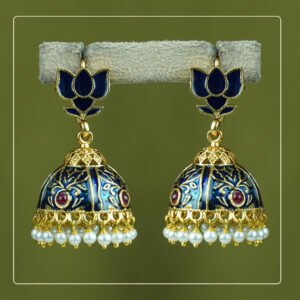 Padmita  Palakka Lotus Hook-Style Matte Finish Jhumki | Divine Festive Collection by Pinak Jewel