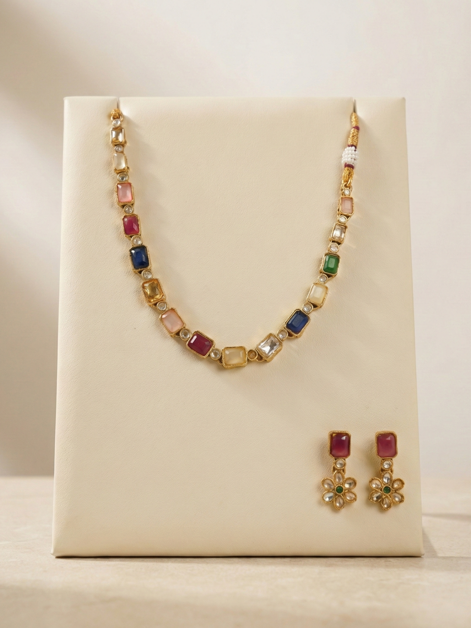 Multicolor Alloy Premium Earring & Necklace Set | South Indian Jewellery