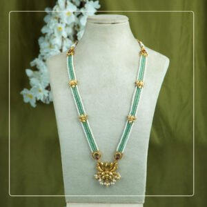 Padmalaya Long Set | Two-Color Mala with Lotus Pendant