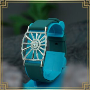 Green Wrist Watch Style Rose Gold Plated Bracelet - Perfect Gift For Her