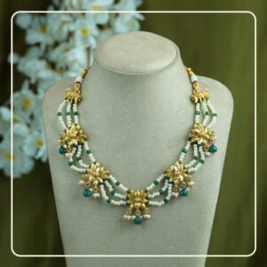 Jyotipadmika Necklace | Radiant Pearl Mala with Lotus Design