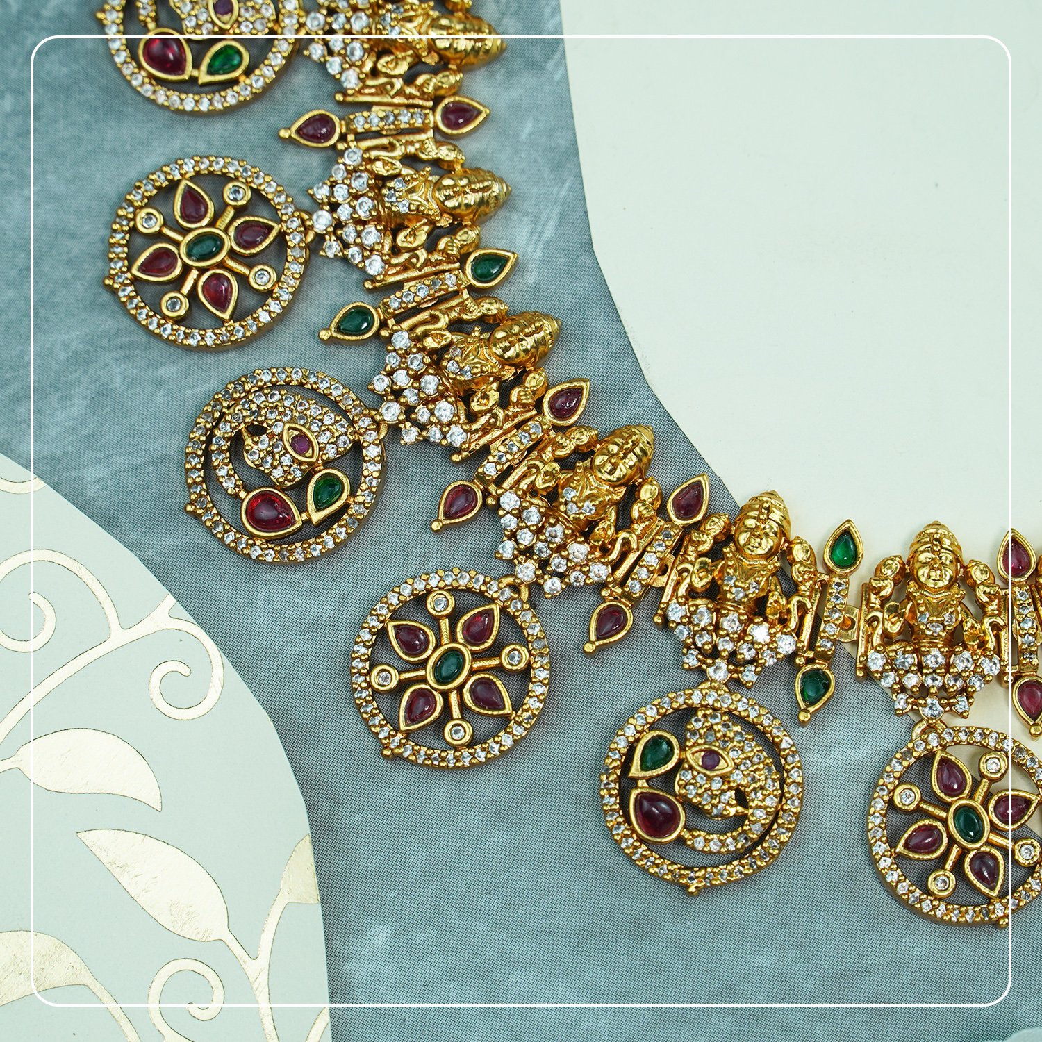 FGYNi2iY_4OCR3CBC3F_2025-08-15_2.jpg Bridal Lakshmi AD Temple Necklace with Coin & Elephant Design Premium Brass Heritage Jewelry