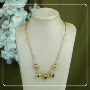 Shrilaya Pendant Mala  Kemp Stone Palakka Design Necklace | Lightweight Antique Finish by Pinak Jewel | Divine Festive Collection