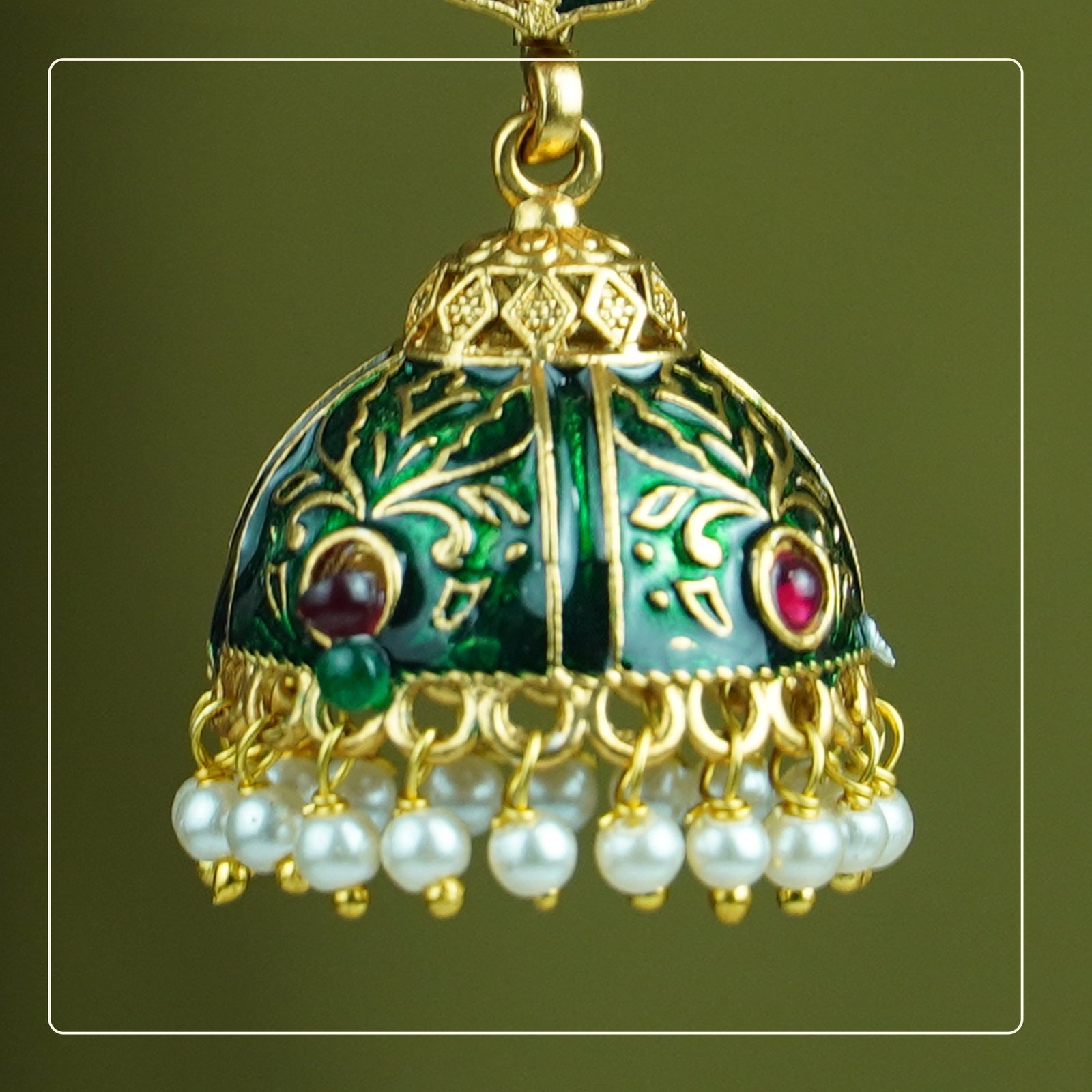 GNFgjA53_QXI69DNYAG_2025-10-06_3.jpg Padmita Palakka Lotus Hook-Style Matte Finish Jhumki | Divine Festive Collection