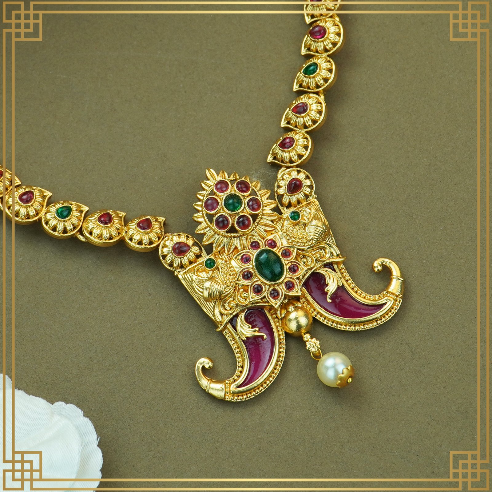 IBaFq199_HRVCG9BO6N_2024-12-09_4.jpg Multicolor Alloy Premium Long, Earring & NecklaceCombo Set| South Indian Jewellery
