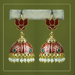Padmita  Palakka Lotus Hook-Style Matte Finish Jhumki | Divine Festive Collection by Pinak Jewel