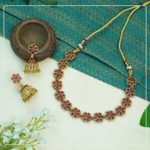 Multicolor Alloy Premium Earring & Necklace Set | South Indian Jewellery