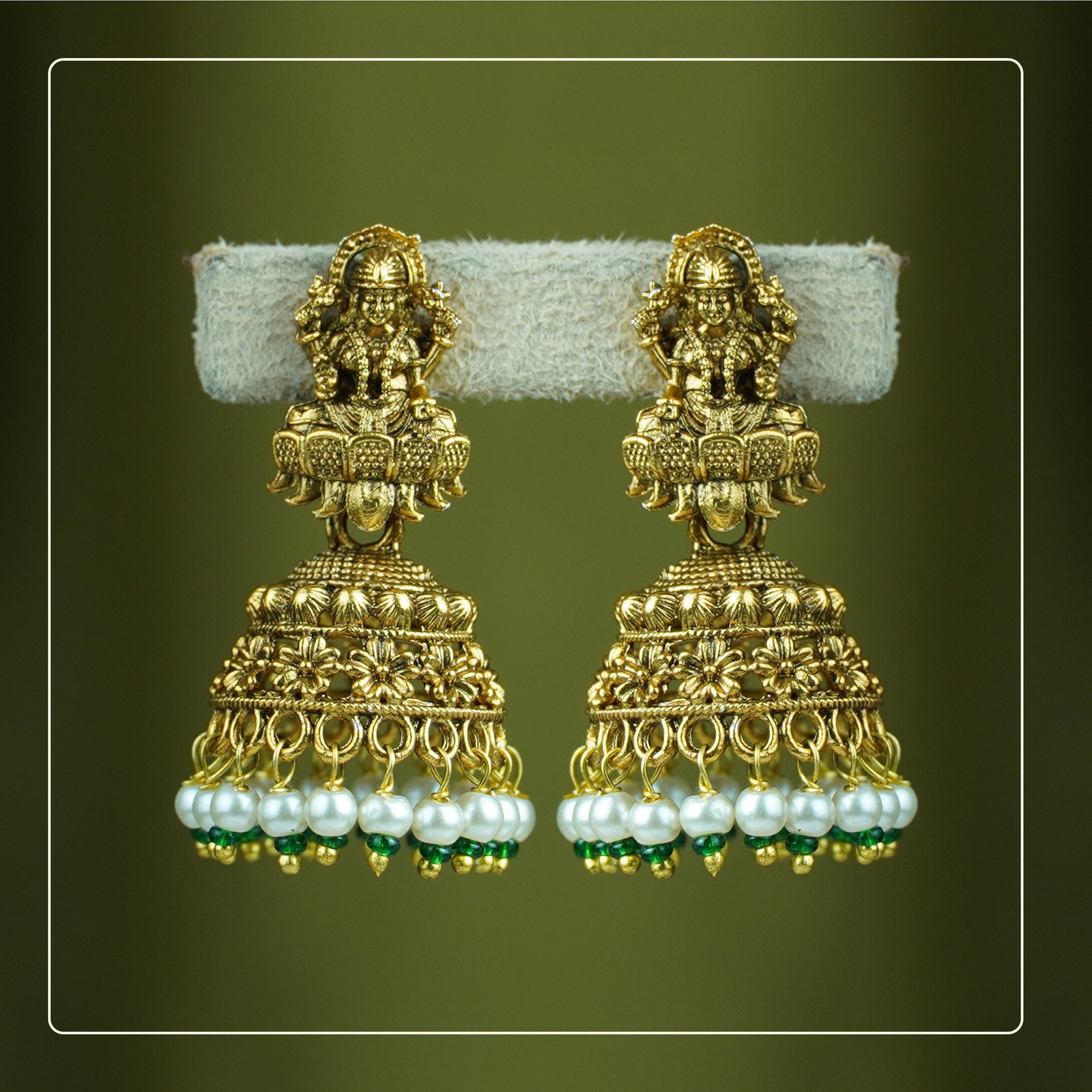 PL7M4AgK_94GGQDN47O_2025-09-30_1.jpg Janvika Jhumka | Small Temple Earrings with Lakshmi Motif