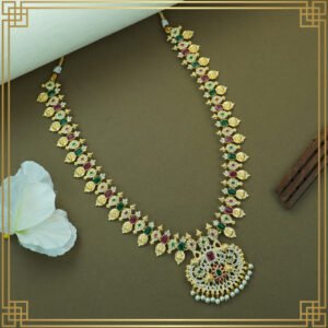 Antique Gold Plated Temple Jewellery Peacock Combo Set | South Indian Jewellery