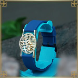 Navy Blue Wrist Watch Style Rose Gold Plated Bracelet - Perfect Gift For Her