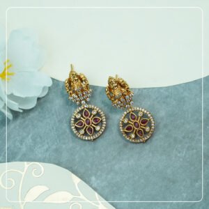 Bridal Lakshmi AD Temple Necklace with Coin & Elephant Design Premium Brass Heritage Jewelry