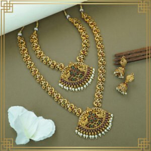Multicolor Alloy Premium Earring & Necklace Combo Set | South Indian Jewellery
