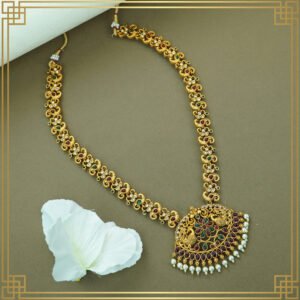 Multicolor Alloy Premium long , Earring & Necklace Combo Set | South Indian Jewellery