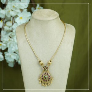 Anvika Kemp Stone Flower Pendant Necklace Lightweight Antique Finish | Festive & Everyday Wear by Pinak Jewel