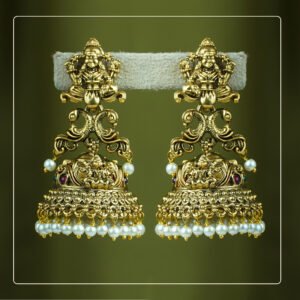 Janmika Medium Lakshmi & Peacock Jhumki with Pearls | Divine Festive Collection by Pinak Jewel