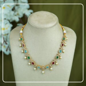 Rangika Necklace Premium Brass AD Stone Necklace from the Divine Festive Collection