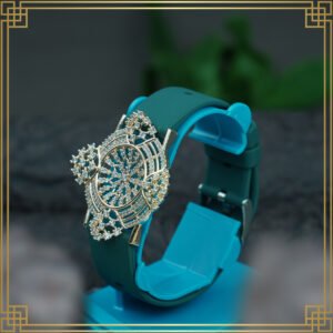 Green Wrist Watch Style Rose Gold Plated Bracelet - Perfect Gift For Her