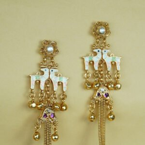 Kashmiri Meenakari Peacock Tassel Earrings