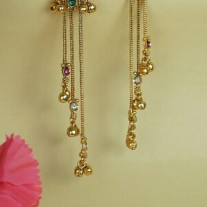 Kashmiri Meenakari Feather Tassel Earrings