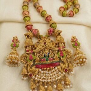 Lakshmi Temple Long Jhumka Mala & Earring Set