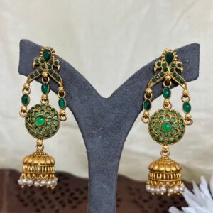 Mayura Green Peacock Jhumka Earrings