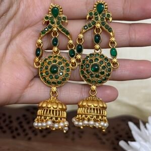 Mayura Green Peacock Jhumka Earrings