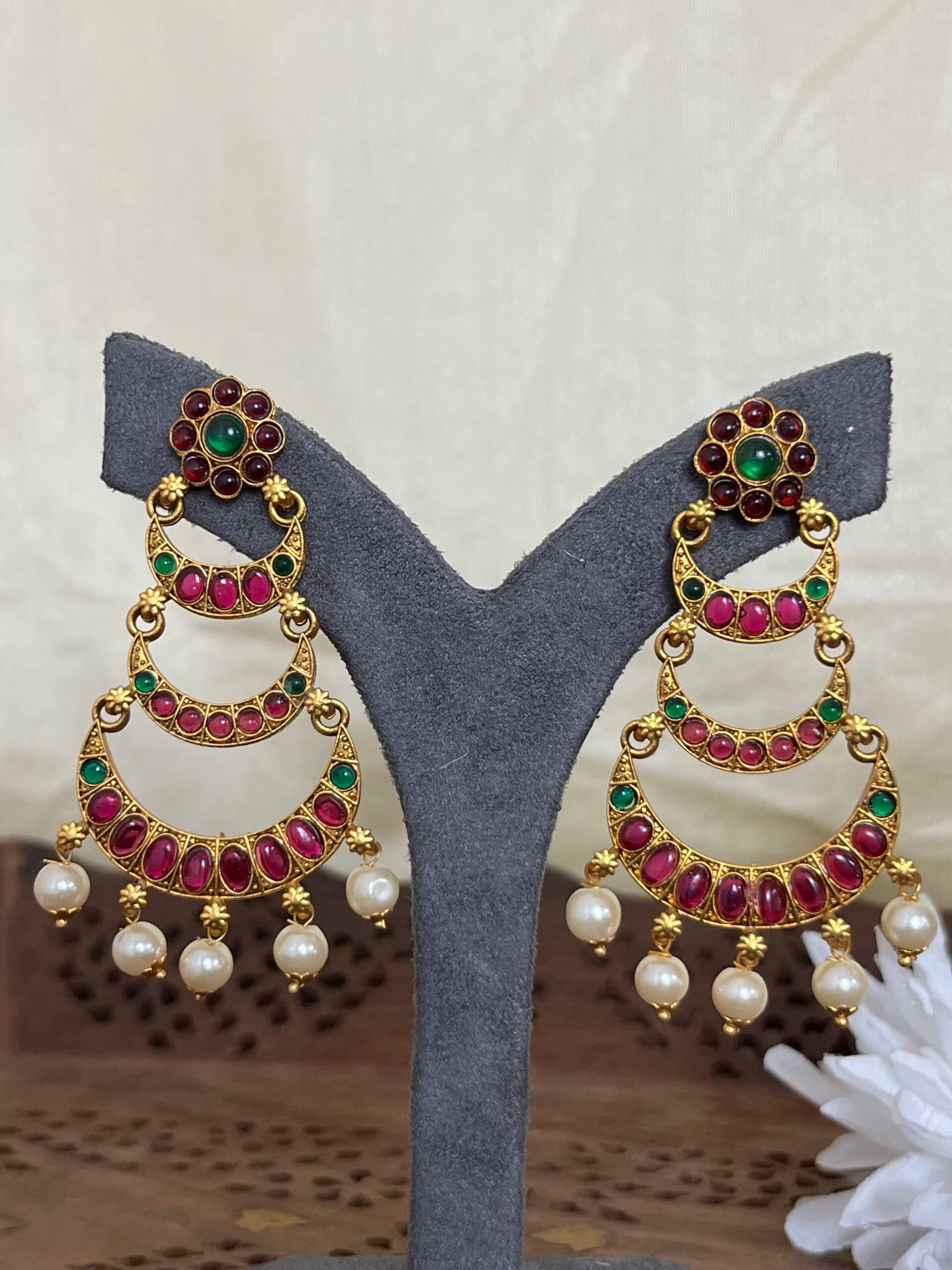 IMG_2949 Dual Tone Chand Bali Earrings with Pearl Drops