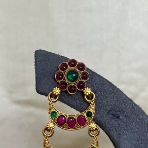 Dual Tone Chand Bali Earrings with Pearl Drops