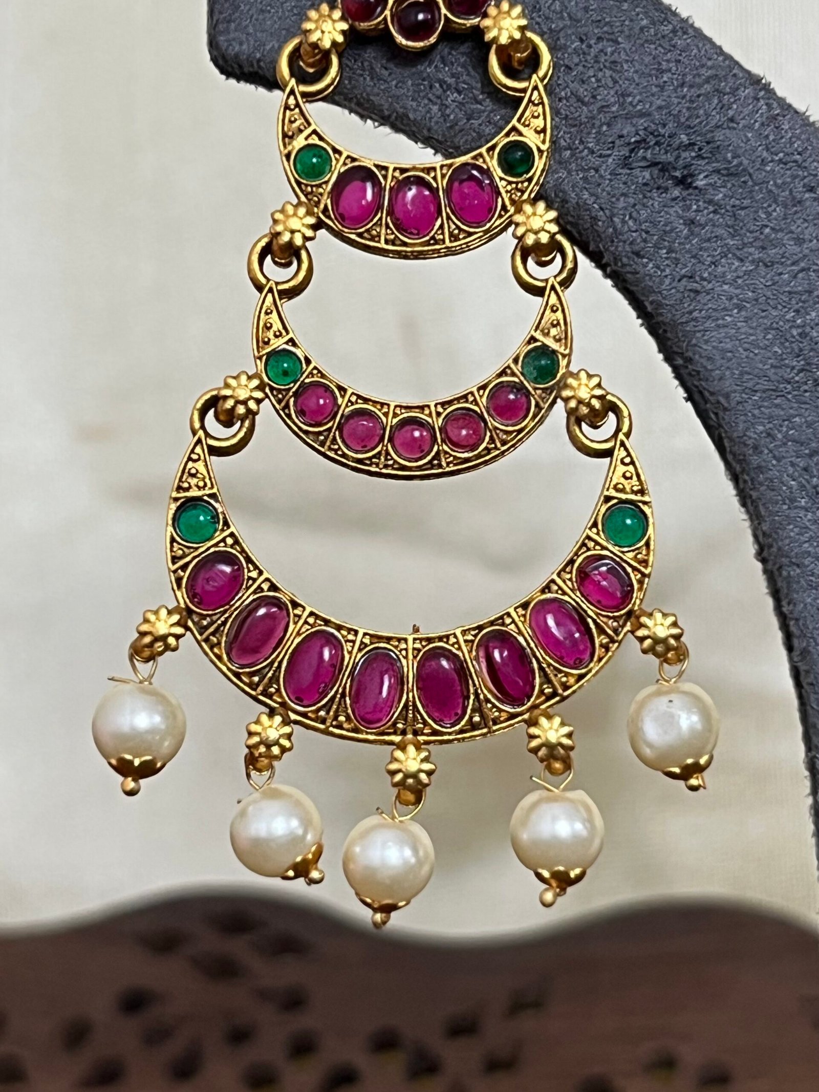 IMG_2952 Dual Tone Chand Bali Earrings with Pearl Drops