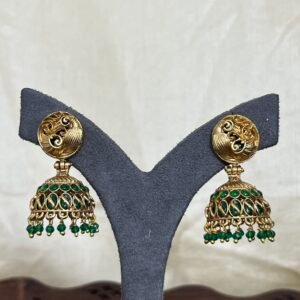 Mayura Minimal Green Jhumka Earrings