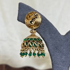 Mayura Minimal Green Jhumka Earrings