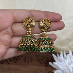 Mayura Minimal Green Jhumka Earrings