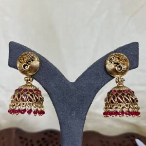 Mayura Minimal Red Jhumka Earrings
