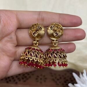 Mayura Minimal Red Jhumka Earrings