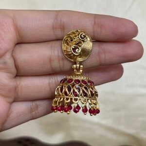 Mayura Minimal Red Jhumka Earrings