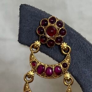 Ruby Chand Bali Earrings with Pearl Drops