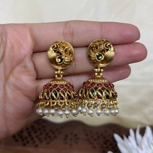 Mayura Minimal White Jhumka Earrings