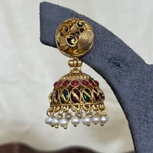 Mayura Minimal White Jhumka Earrings