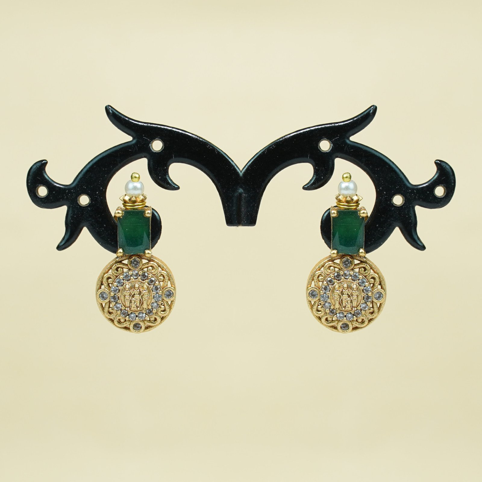 3 Emerald Coin Charm Necklace