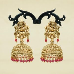 Kamini Lakshmi Pearl Jhumka | Temple Divine Collection | Red