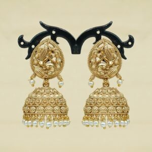 Navika Peacock Flower Jhumka | Lightweight Colourful Earring | White