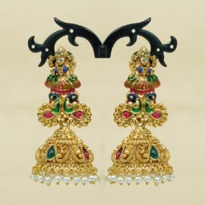 Padmita Lakshmi Enamel Jhumki | Temple Multicolour Festive Collection