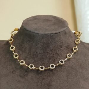 Ratnamala Diamond Replica Brass Necklace | Lightweight AD Stone | White