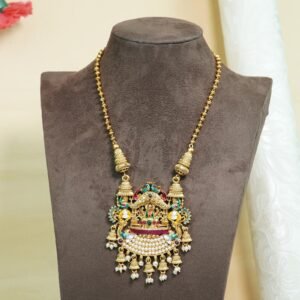 Padmapriya Lakshmi Enamel Pendant Set | Short Pearl Work Temple
