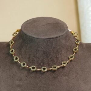 Ratnamala Diamond Replica Brass Necklace | Lightweight AD Stone | Green