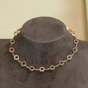 Ratnamala Diamond Replica Brass Necklace | Lightweight AD Stone | Multicolour