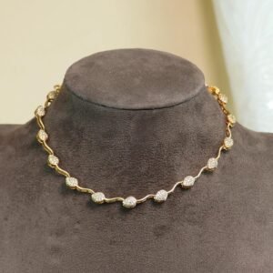 Hiranyamala Diamond Replica Brass Necklace | Lightweight AD Stone | White
