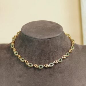 Kanakamala Diamond Replica Brass Necklace | Lightweight AD Stone | Green